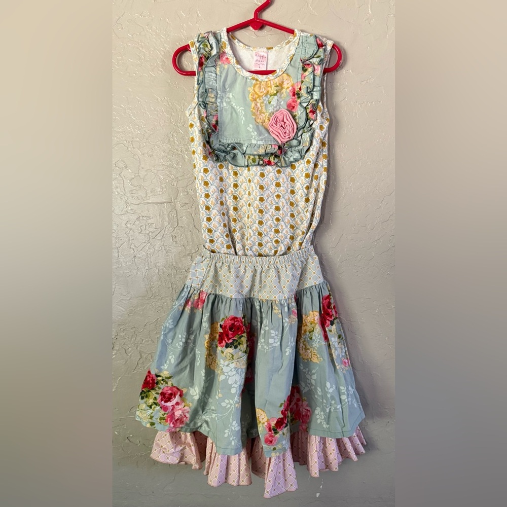 Giggle Moon Girls Size 8 Tank Skirt Outfit 2 Piece Set Floral READ DESCRIPTION